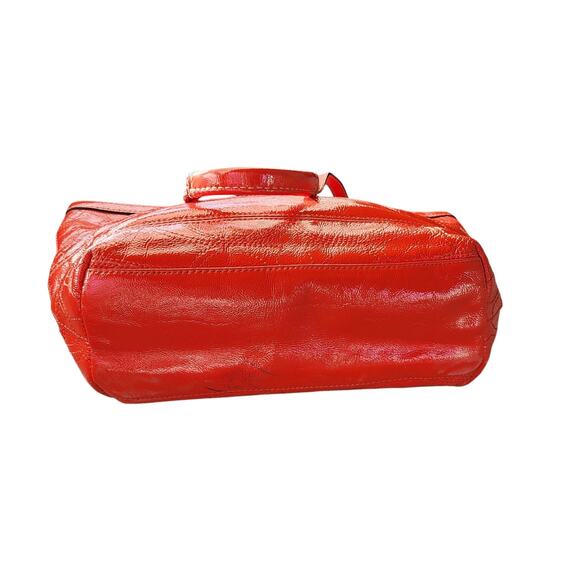 Coach Tangerine Stitched Patent Leather Tote Shoulder Bag F15142 Purse - Picture 5 of 10